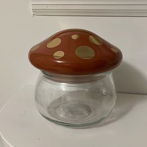 Target mushroom glass container in burnt orange/red